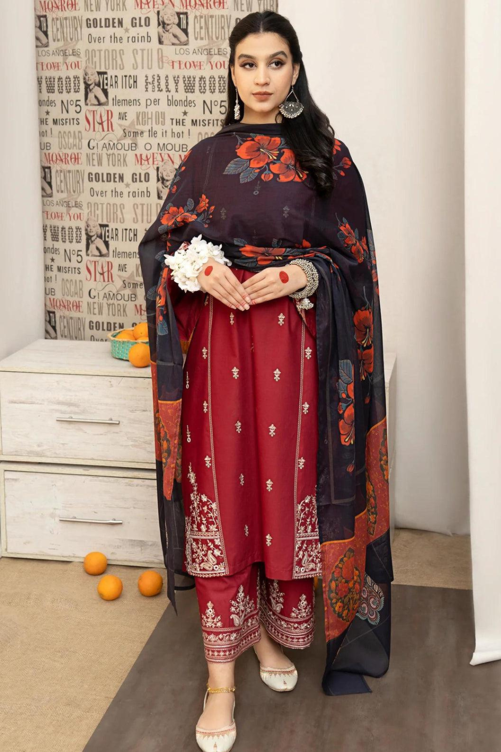 LAWN EMBROIDERED SHIRT WITH LAWN EMBROIDERED LAWN TOUSER OR-1010