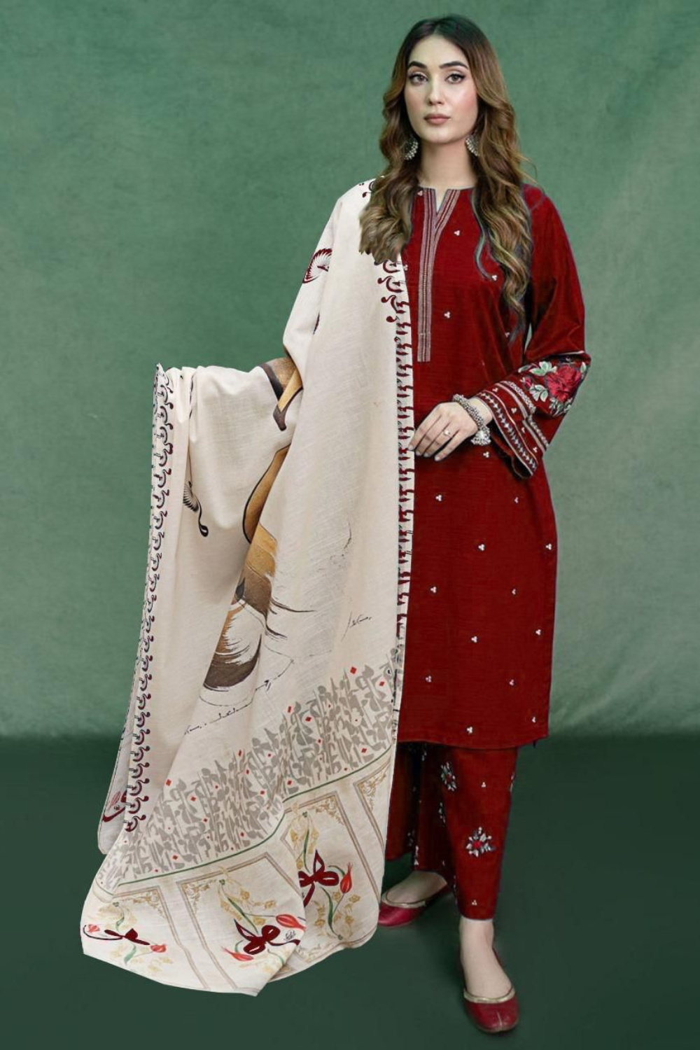LAWN EMBROIDERED SHIRT WITH LAWN EMBROIDERED LAWN TOUSER OR-1007