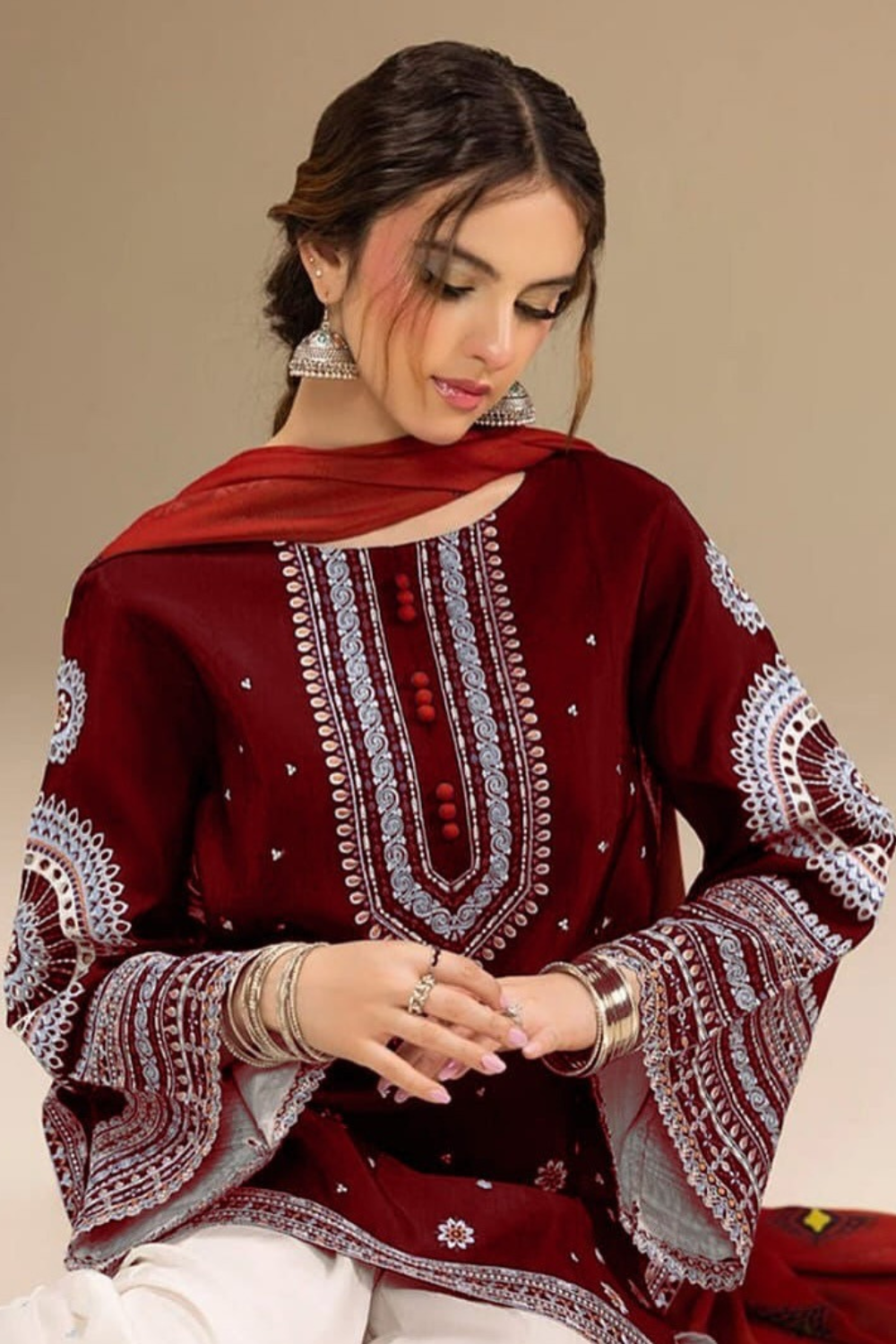 LAWN EMBROIDERED SHIRT WITH LAWN EMBROIDERED LAWN TOUSER OR-1016