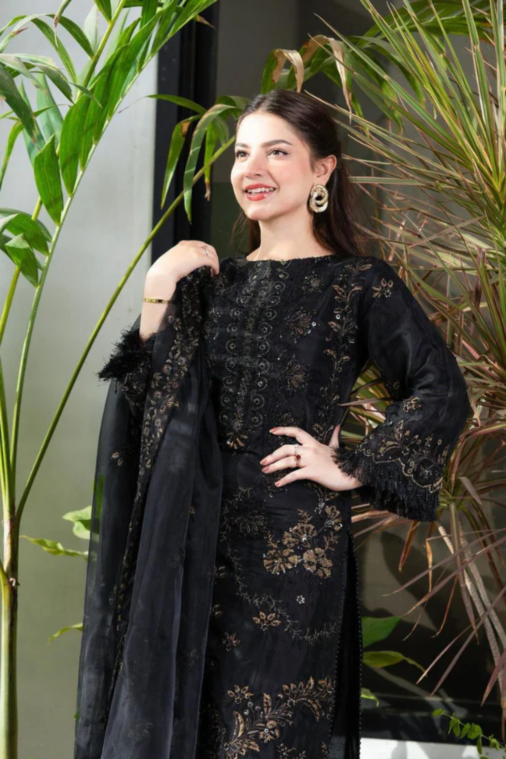 3PC PREMIUM LAWN  EMBROIDERED SUIT DN OR-1017 BK