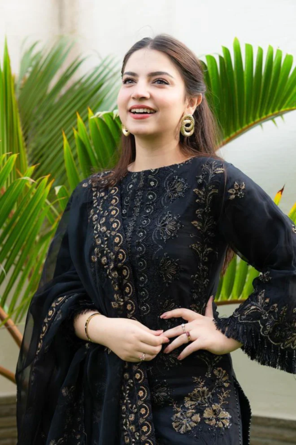 3PC PREMIUM LAWN  EMBROIDERED SUIT DN OR-1017 BK