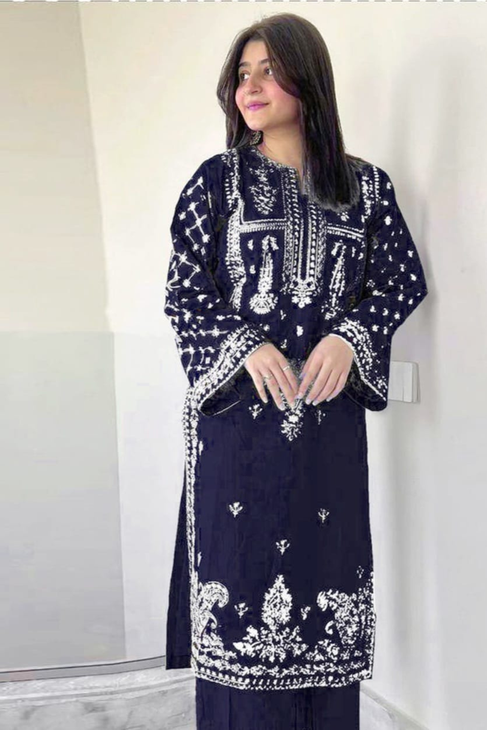 2 PC LAWN EMBROIDERED SUIT OR-1025BL