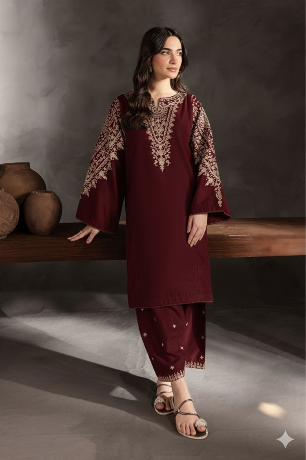 2 PC LAWN EMBROIDERED SUIT OR-1026 MR