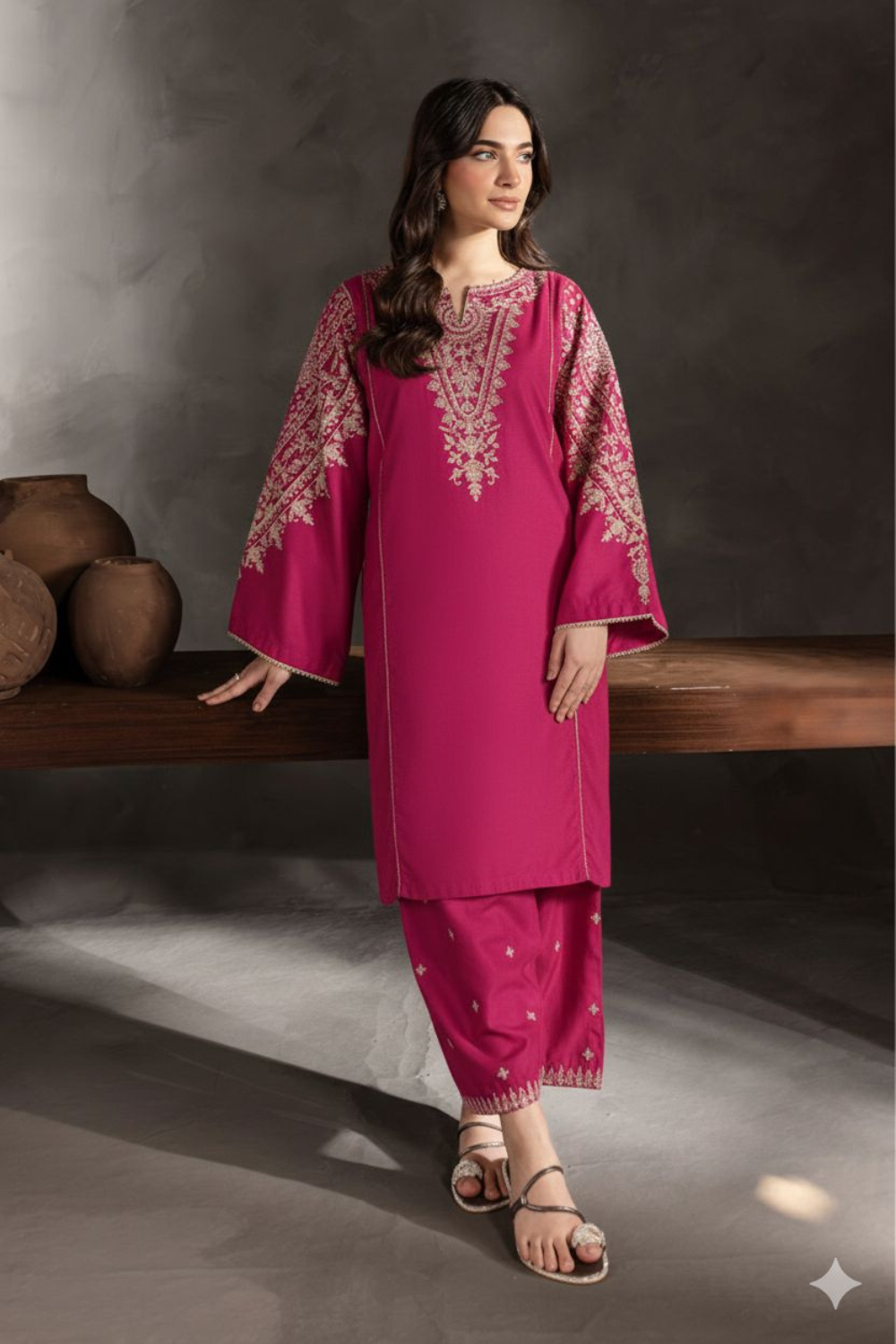 2 PC LAWN EMBROIDERED SUIT OR-1026 PN