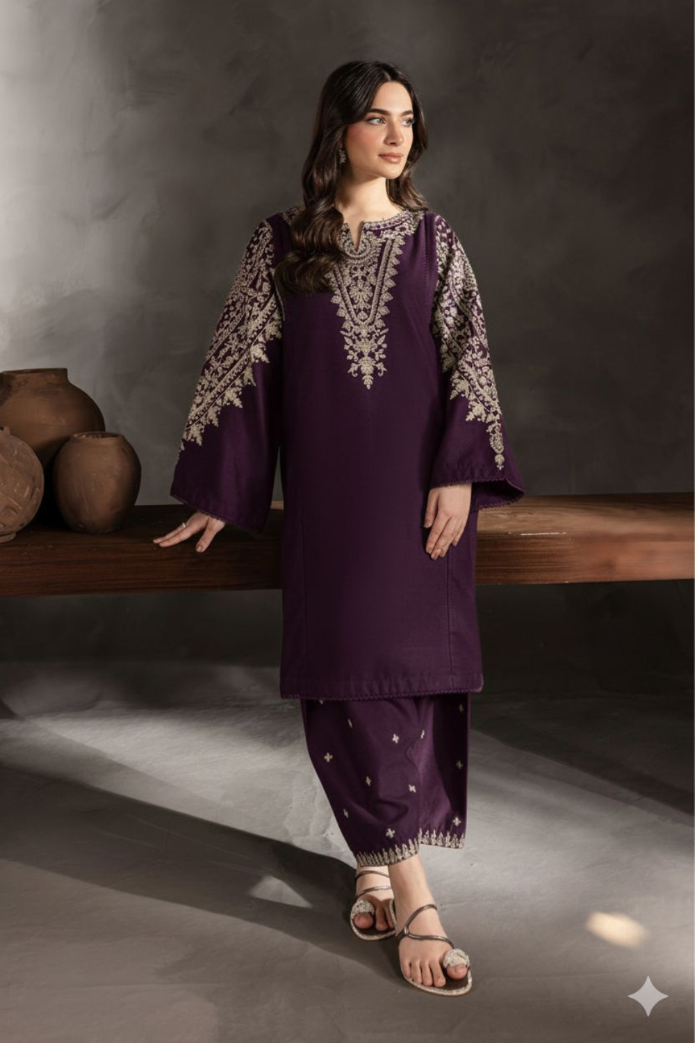 2 PC LAWN EMBROIDERED SUIT OR-1026PR