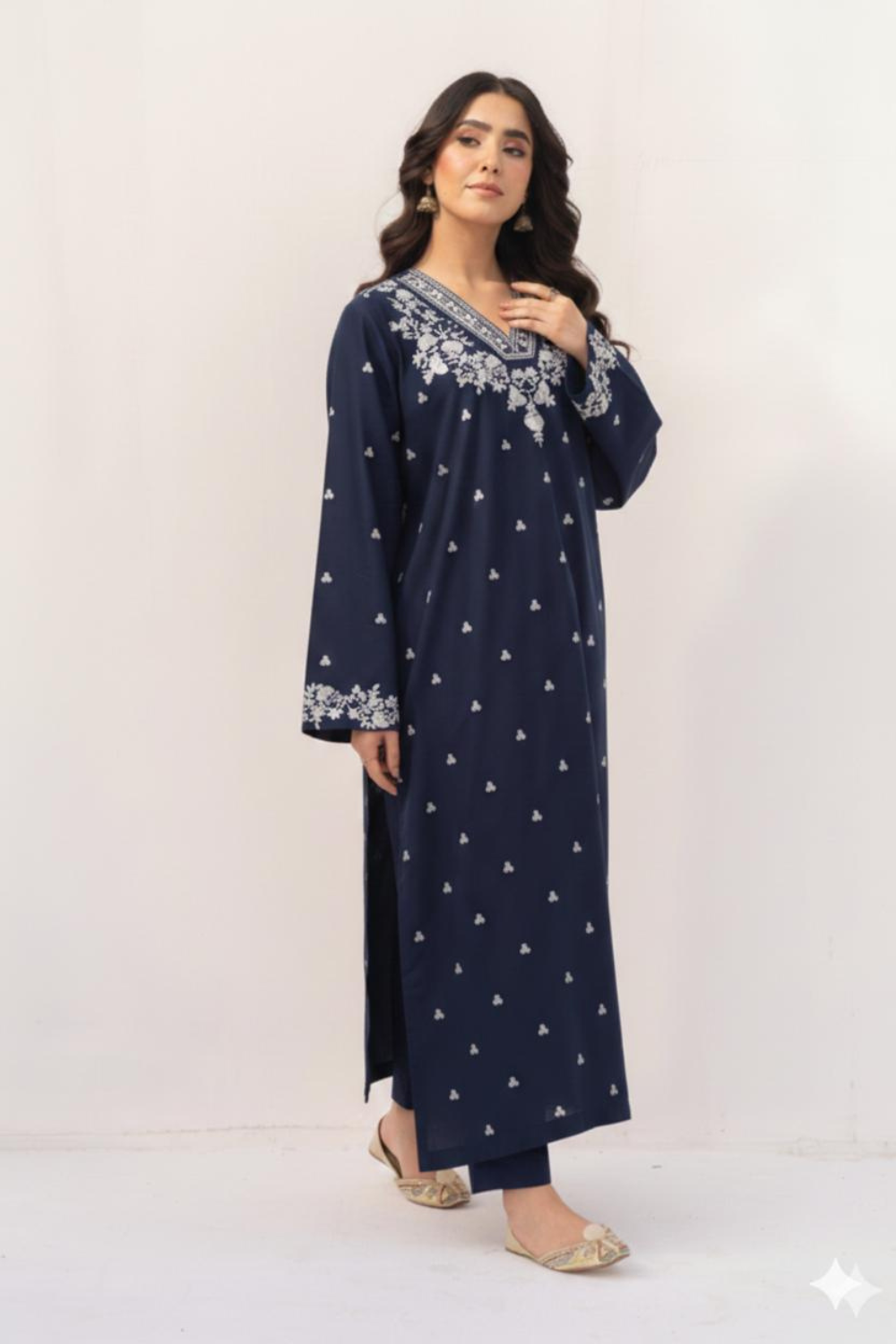 2 PC LAWN EMBROIDERED SUIT OR-1027 BL