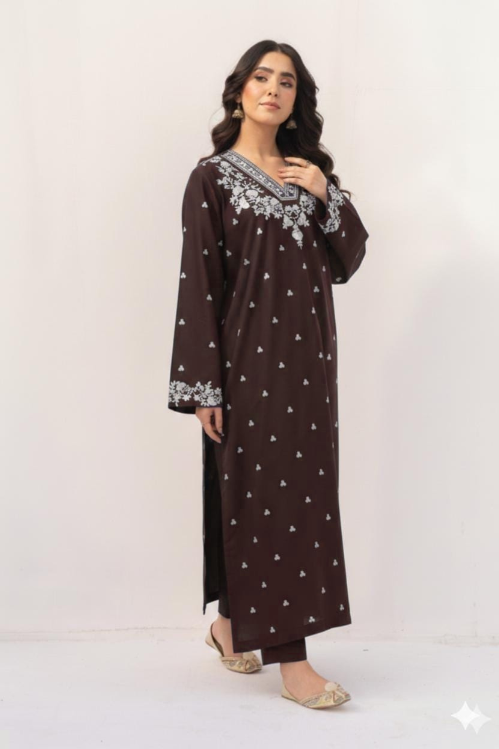 2 PC LAWN EMBROIDERED SUIT OR-1027 BR