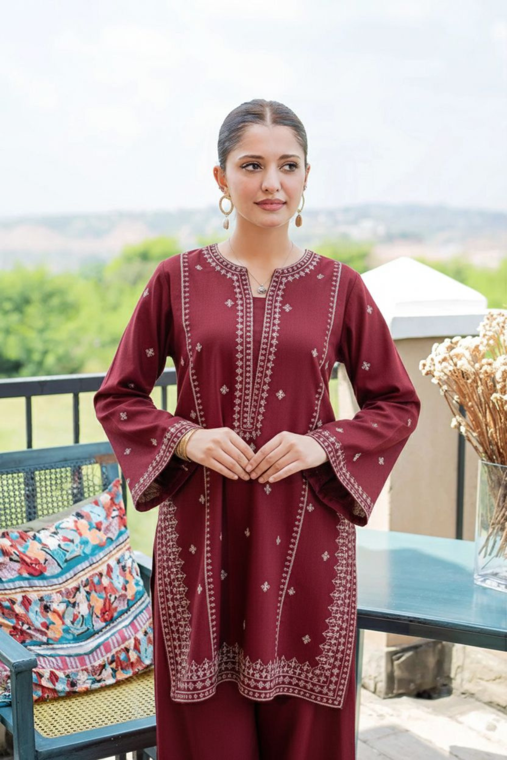 2 PC LAWN EMBROIDERED SUIT OR-1028 MR