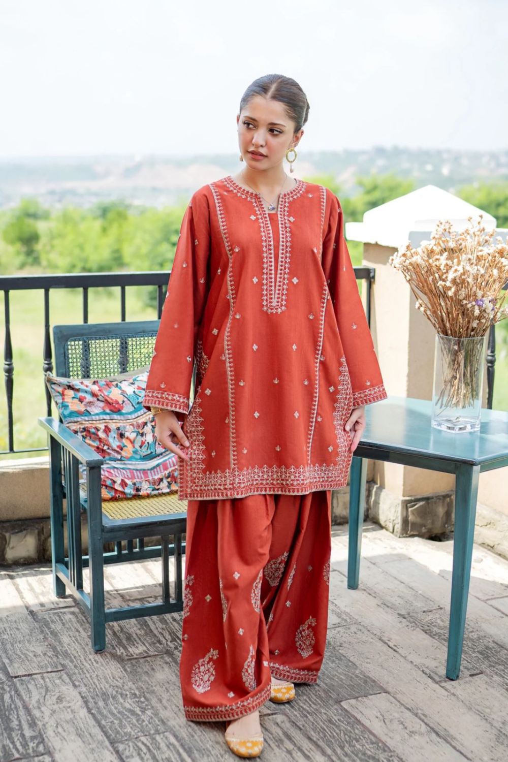 2 PC LAWN EMBROIDERED SUIT OR-1028 OR