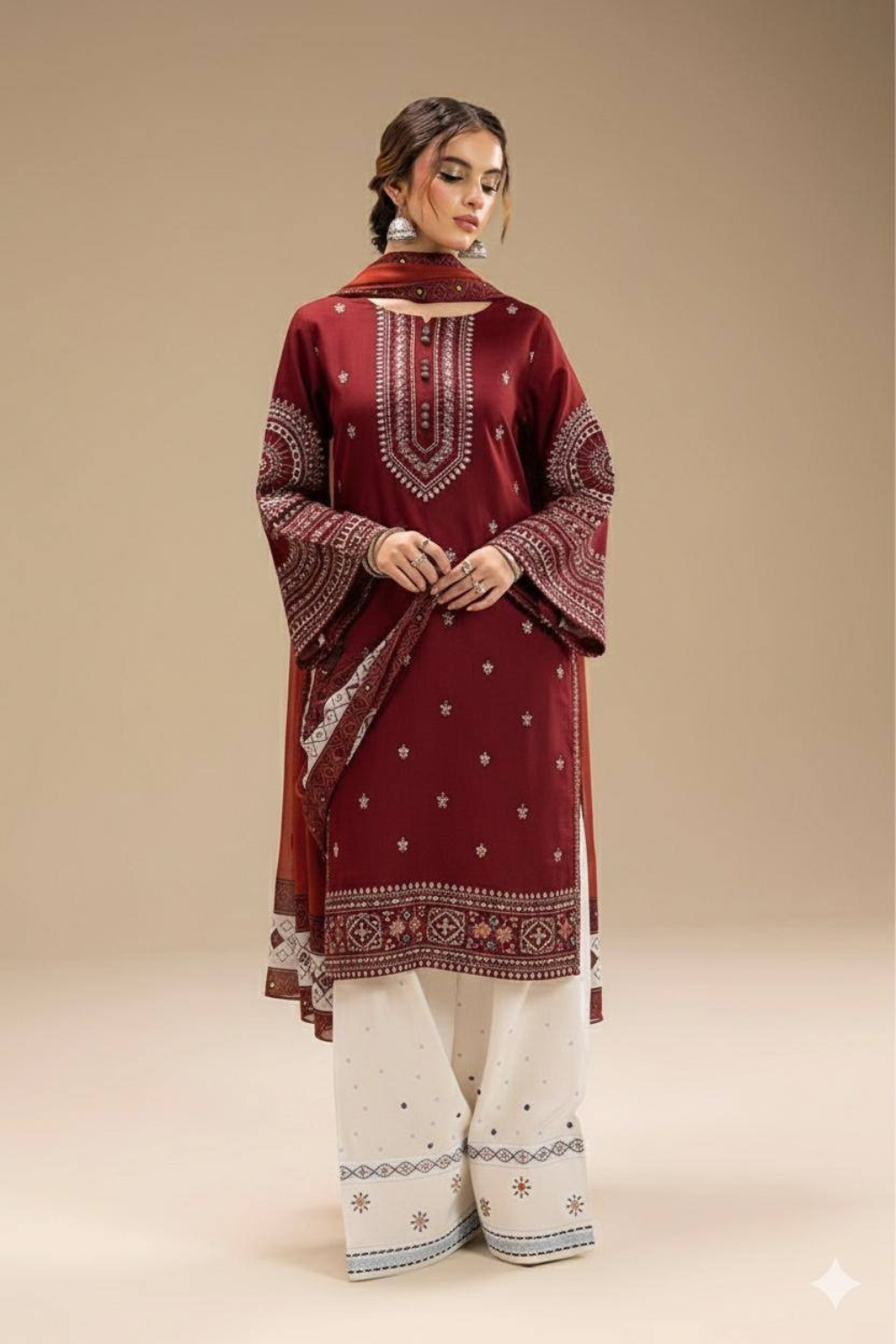 LAWN EMBROIDERED SHIRT WITH LAWN EMBROIDERED LAWN TOUSER OR-1016